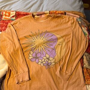 Roxy Brown Tee with Purple and Cream Sun Graphic
